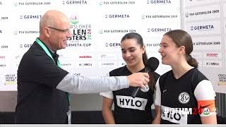 Leonie Mohr & Mimoza Ymeri (SV 07 Elversberg) zum Gütersloher Hallenmasters 2024 um den Germeta-Cup