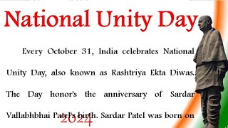 Essay on National unity day 2024 10 lines on National Unity day speech in English Essay Unity day