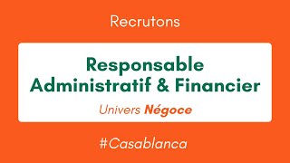 Offres d'emploi : Responsable Administratif et Financier (H/F) Date d'expiration : 16/09/2023