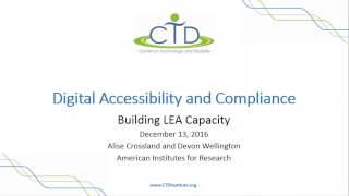 CCSSO Webinar: Digital Accessibility and Compliance  Building LEA Capacity