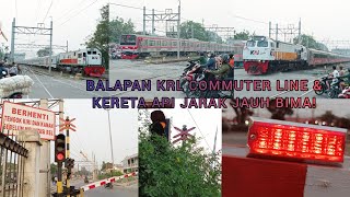 KRL COMMUTER LINE & KERETA API BIMA BALAPAN! JPL 111 Deket Parkiran KRL Cikarang Bekasi