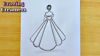 How to Draw a Beautiful Girl Step by Step Tutorial | Easiest way to draw a girl with beautiful dress