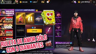 Intentando sacar la nueva ruleta de AMOR ❤️😍 con 9 diamantes en free fire 🥰