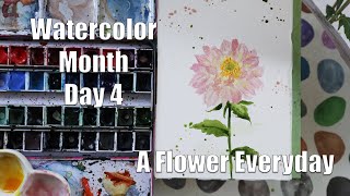 Watercolor Month Day 4 - A Flower Everyday with the Flower Color Guide -  Dahila