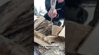 Splitting Kindling in Slo Mo with a Hatchet Outside My Remote Forest Cabin