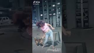 viral girl tiktok video with dog