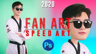 Membuat Fan art karikatur kartun photoshop cs5 cs6 Speed art - tutorial 2020 Indonesia kpop terbaru