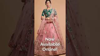 Peach Coloured Green Embroidered Mirror Work Kalamkari Semi Stitch Lehenga #lehenga #dupatta #blouse