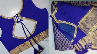 Boat neck blouse design| latest blouse design| cutting and stitching|blouse design with lace