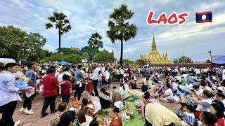 That Luang Festival 2023 Final Day Vientiane Laos | Alms Offering (Tuk Baht)