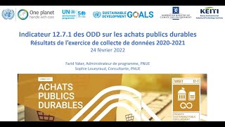 Indicateur ODD 12.7.1 sur les Achats publics durables - Résultats de l’exercice de reporting 2020-21