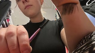 ASMR Doing Your Brows and Lashes POV (waxing, brushing, rummaging, realistic sounds)