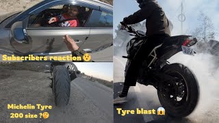 New Shoes Installing on my Duke390 Size 200?🤔Tyre blast 😱subscribers reaction😯@xstan840 @Mxximax