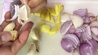 SLICING ONION 🌰 🌰  GARLICS & GINGER 🫚 🫚 🫚 #asmrsounds #ASMR #cuttingskills #slicing #skills