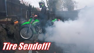 MASSIVE Burnout on the KLX351! | I definitely need new tires...