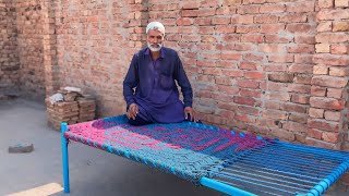 70 Years Old man Making Four Footed Bed at Home