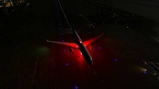 airbus a330 taxiing to runway at night in thunderstorm | X-Plane 12