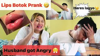 Lips Botok Prank 👄|| Extreme reaction 😝Husband got angry 😡And Slapped me😝Now no more prank😛