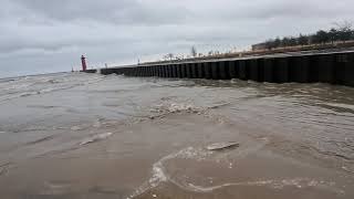 Kenosha, Wisconsin Lakefront on a Windy Day