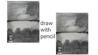 moon light landscape drawing for beginners step by step