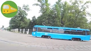 Blue tram at the station Voykovskaya / Moscow, Russia / Leo Trains