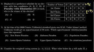 Math 1030, Exam 3 - Question 8 (Ranked Choice Voting)