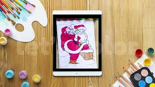 Coloring page of santa delivery presents #christmascoloring #coloringvideos #coloringpages #coloring