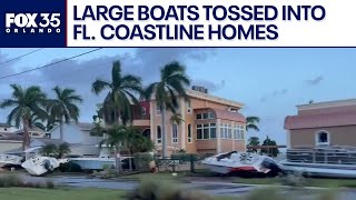 Hurricane Helene aftermath: Large boats tossed into homes on Florida's coastline