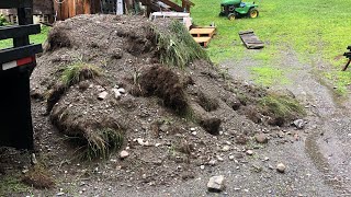 Smoothing the driveway with the 2020 diesel John Deere.