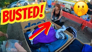 CAUGHT HER GOING THROUGH OUR PILE AT THIS YARD SALE!