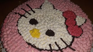 Hello kitty cake(wipped cream) Decoration for # My Daughter B'day