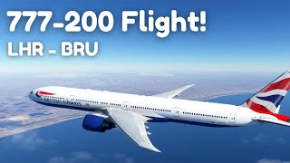 777-200GE Flight LHR - BRU [LIVE🔴]