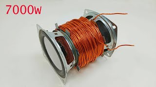 Make Free Energy Generator 220v 7000w infinity coil powerful electricity with speaker magnet