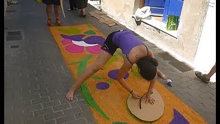 Corpus Christi flower carpets in Dalt La Vila, Badalona, Spain