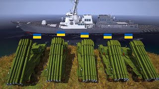 Ukraine 9К58 SMERCH Missiles destroys Russian warship in Crimea   MOWAS2 BATTLE