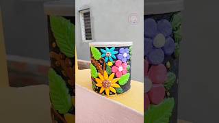 Clayart on tin can|#clayart #bestoutofwaste #diycrafts #shorts