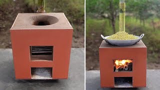 Building Simple Outdoor Smokeless Firewood Stove|How to make popcorn from traditional firewood stove