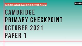 Primary Checkpoint Math October 2021 Paper 1