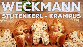 Marzipan-Zimt-Weckmann mit Mandel-Glasur, Stutenkerl, Krampus, Sankt Martin, Nikolaus, Weihnachten