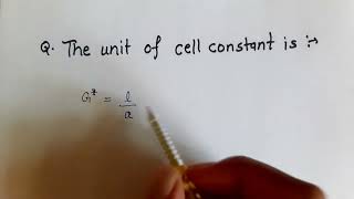 Electrochemistry|Unit of cell constant|NEET JEE IIT JAM HTET STET PGT EXAMS