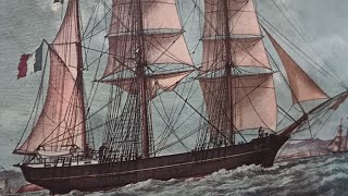 Antiguas Reimpresiones de la familia Roux Arte Naval  Trois-mãts de Marsella Francia años 60