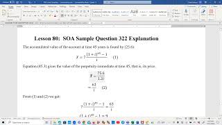 Actuarial SOA Exam FM Prep Lesson 80: SOA Sample Question 322 Solution