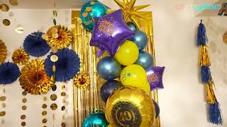 Gold and Blue Balloon Garland for Your 40th Birthday!