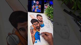 Virat, Rohit, Bumrah Drawing 😍#shorts #art #india