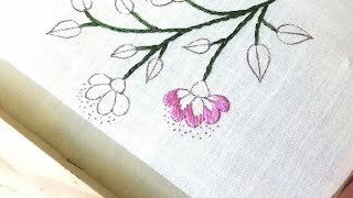 Flower embroidery design,  hand embroidery with cotton threads