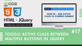 Toggle Active Class between Multiple buttons In Jquery  | Jquery Tutorial in Hindi