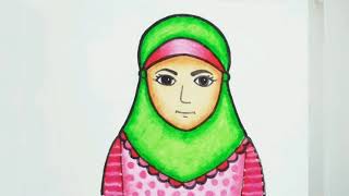 Tutorial Menggambar dan Mewarnai Anak Perempuan Berhijab ( VEILED GIRLS )