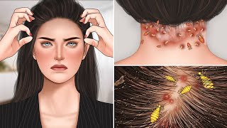 ASMR Removal acne and head lice from the nape at hairline | seborheic dermatitis treatment