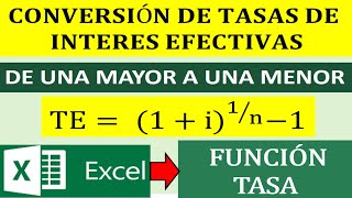 CONVERSIÓN DE UNA TASA EFECTIVA MAYOR A UNA EFECTIVA MENOR .