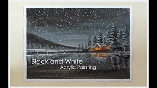 Easy Black and White Painting || Acrylic Painting